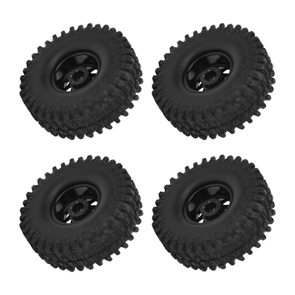 4 stk 1/10 RC bildekk slitesterkt mykt gummi RC Crawler hjulnav dekk for AXIAL SCX10 90046 svart