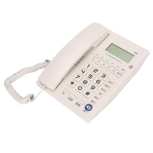 C268 Standardtelefon med ledning HD LED-skjerm Håndfri høyttalertelefon Fasttelefon for hjemmekontor Hvit