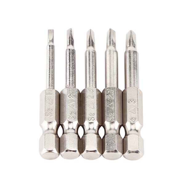 5 stk. 50 mm 1/4\" Hex Skaft Trekant Skruetrækker Bits Δ1.8/Δ2.0/Δ2.3/Δ2.7/Δ3.0 Stærk Magnetisme