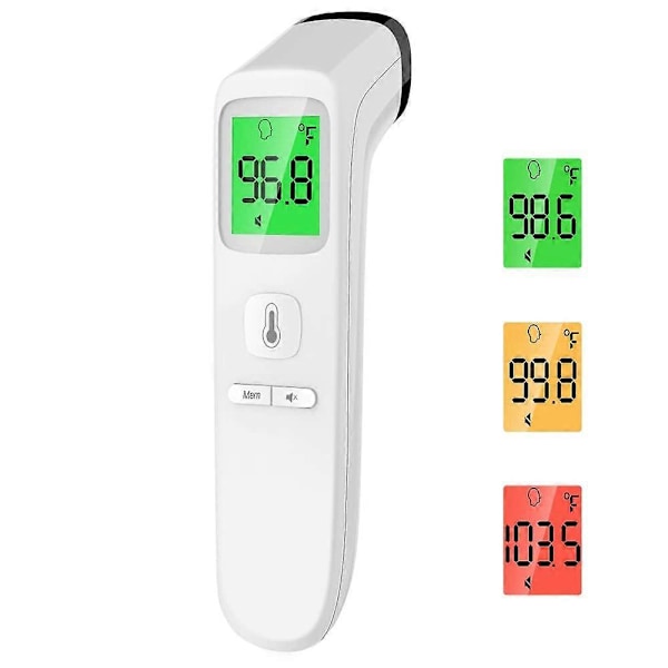 Pandetermometer, baby- og voksentermometer med feberalarm, LCD-display og hukommelsesfunktion til hele familien