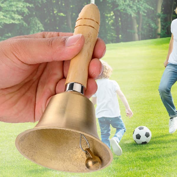 Multifunksjonell håndbjelle med trehåndtak - Ideell for lekebarn (8 cm)