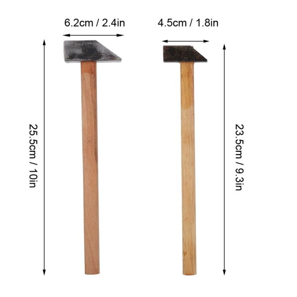 2kpl puukahvainen rautavasara korujen valmistukseen korjauskäsittelyvasara
