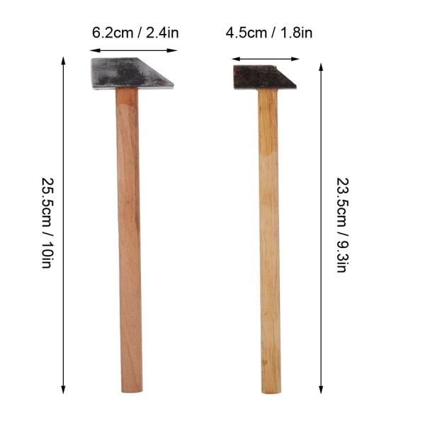 2st Trähandtag Järnhammare Smyckenstillverkning Reparera Processing Hammer