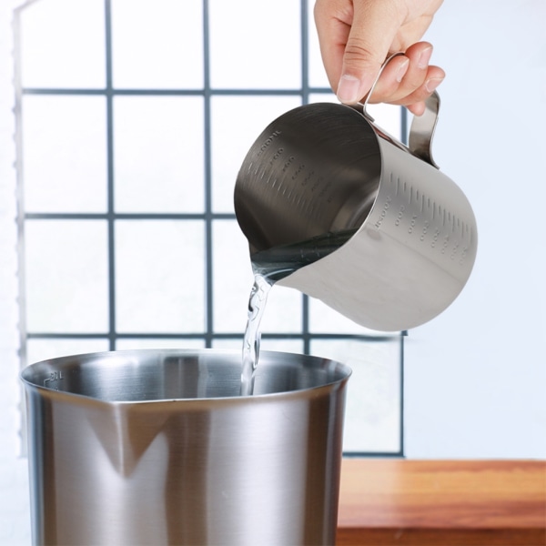 Målekopp i rustfritt stål Kaffekanne Melkeskummende Pot Espresso Latte Mugge (1000 ml)