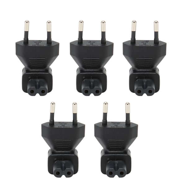5 stk EU stik til IEC320 C7 strømadapter EU stik han til IEC320 C7 hun strømstik Adapter Albuestik EU stik 125-250V