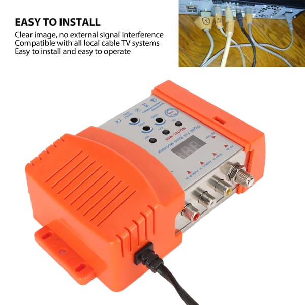 AV till RF-modulator Stöd VHF UHF PAL NTSC TV-länkmodulator med digital display för digitalboxar 90–240V EU-kontakt
