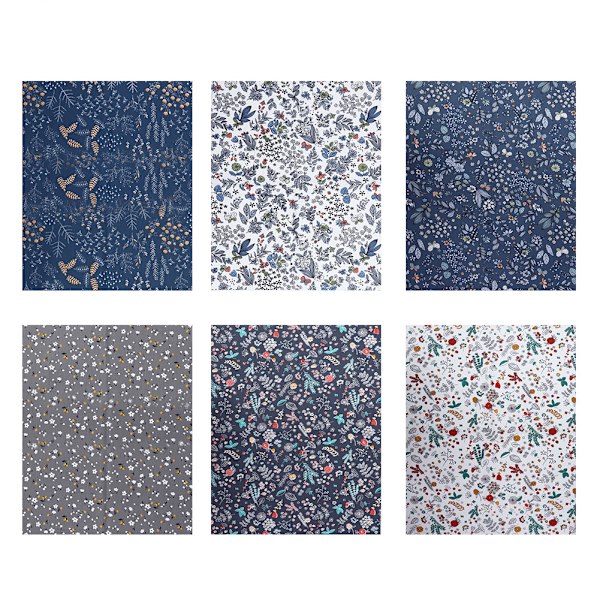 50x40cm 6 st unika blommönster bomullstyg tryckt tyg DIY-material för hantverksprojekt