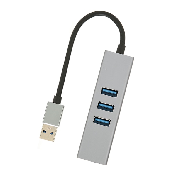 4-porttinen USB3.0-keskitin, moniporttinen Plug and Play, 5 Gbps:n huippunopeudella toimiva USB3.0-RJ45-verkkoadapteri, USB-telakka, hopeanharmaa