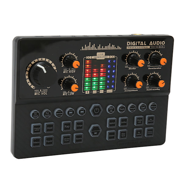 Mini ljudmixerbord intelligent brusreducering Bluetooth trådlöst live ljudkort röstväxlare för live streaming svart