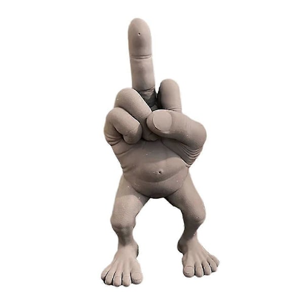 Intressant Udda Långfinger Staty, Heminredning Fingerfigur Med Ben, Rolig Långfinger Skrivbordsdekoration - JRSZ Liten Grå