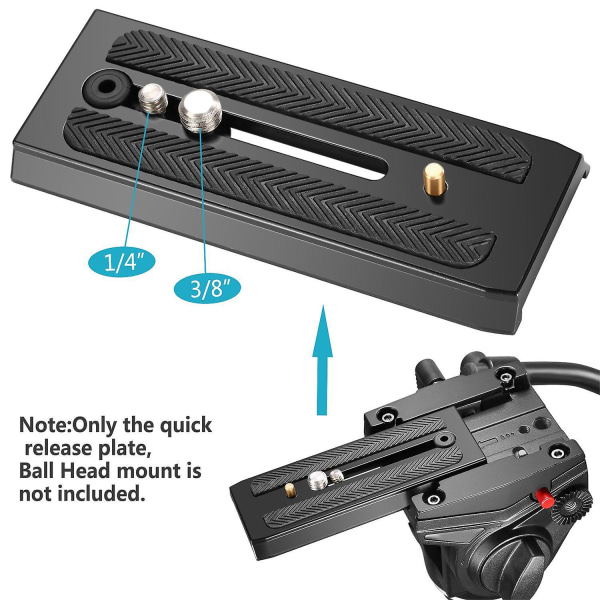 Snabbkopplingsfäste för Manfrotto 501HDV, 503HDV, 701HDV, MH055M0-Q5 med 1/4 och 3/8 skruvar