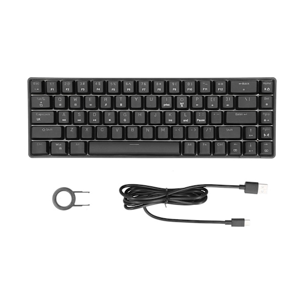 Mekanisk tastatur Blå bryter N‑Key Rollover Bærbar 68 taster RGB Gaming tastatur for datamaskin bærbar PC Svart Blå bryter RGB lys