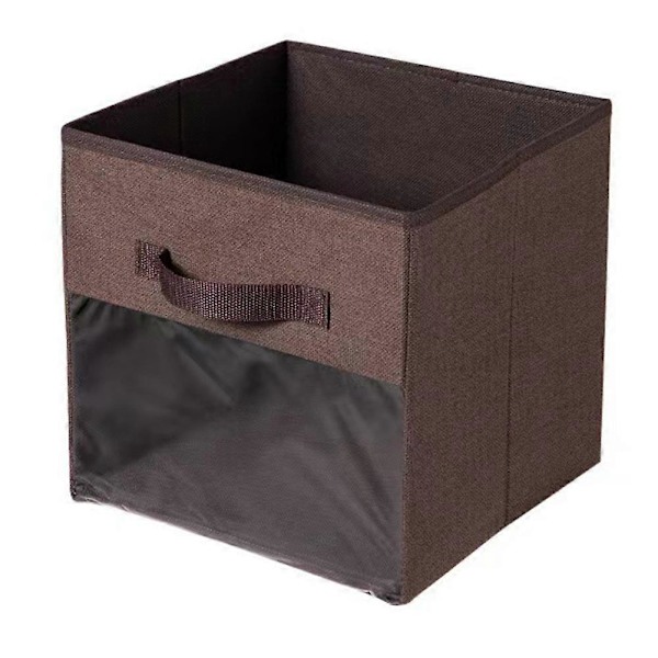 Stof Cube Opbevaringsboks Transparent Opbevaringsboks Brun