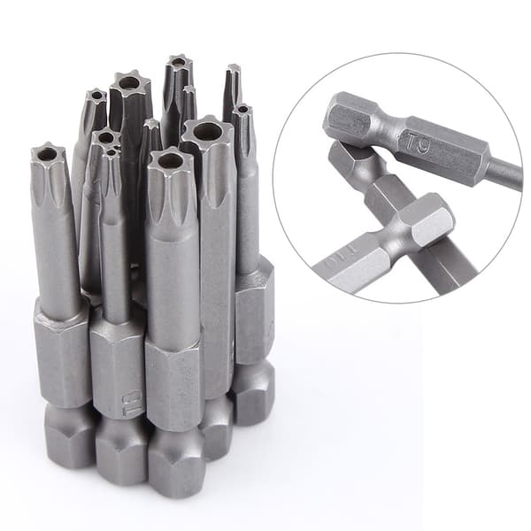 Magnetisk stjerneskruetrækker bits sæt, 12 stk, 1/4 tomme skaft, 50 mm, S2 stål, T5-T40