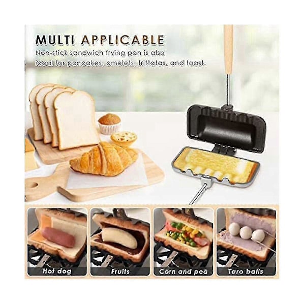 Varm Sandwich Maker, Hotdog Rister, Dobbeltsidet Sandwichbageplade, Dobbeltsidet Stegepande, Gri-i-i