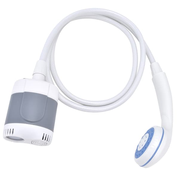 Bärbart utomhusduschset Camping Duschpump Handhållen Spruta för Vandring Resor USB-laddning (GråVit)