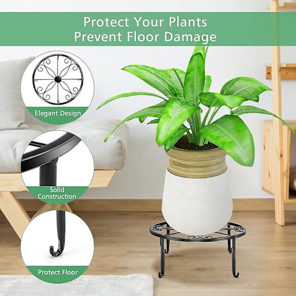 Metal Plantestativ Sæt med 5 - Heavy Duty Blomsterpot Stativer til Indendørs og Udendørs Planter
