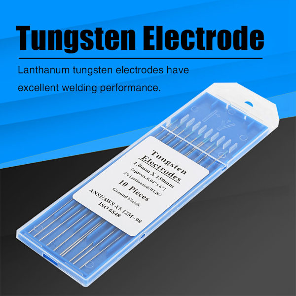 10 stk. kasse WL20 Wolfram Elektrode Professionel Tig Stang 2,0% Lanthaneret (1,0 mm*150 mm)