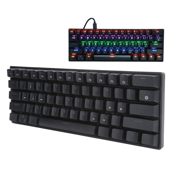 61 Key Wired Mekaniskt Tangentbord LED Bakgrundsbelyst speltangentbord med blå switch för dator
