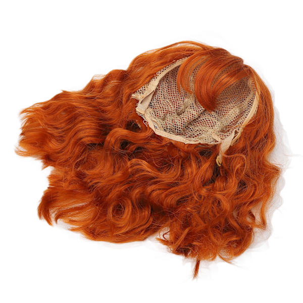 Paryk Varmebestandig Soft Touch Alsidig Orange Krøllet paryk med Air Bangs til Halloween Koncerter Temafester Bryllup Datoer