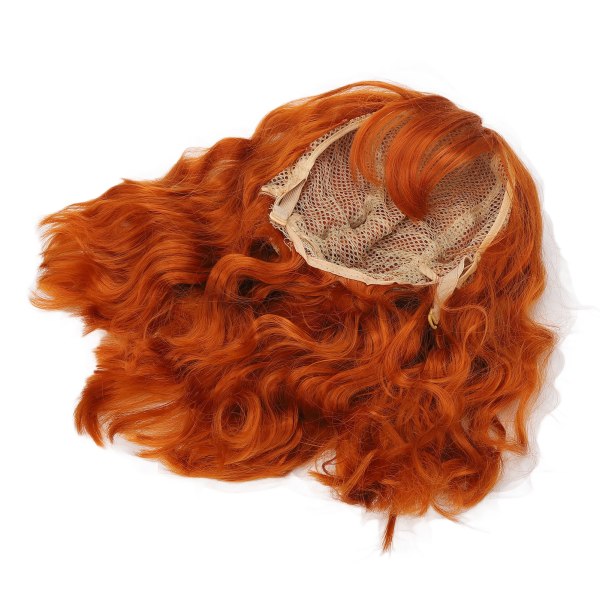 Peruk Värmebeständig Soft Touch Mångsidig Orange Curly Peruk med Air Bangs för Halloween Konserter Temafester Bröllop Datum