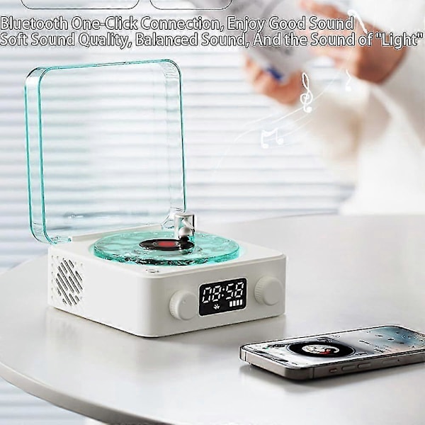 The Waves Vinyylisoitin, 2024 Uusi Bluetooth Vinyylilevysoitin Waves, Neljä tilaa - CNJR valkoinen