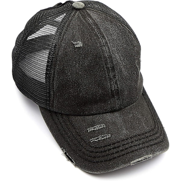 Slarvig Hög Hårknut Hästsvans Justerbar Glitter Mesh Truckerkeps Baseballkeps