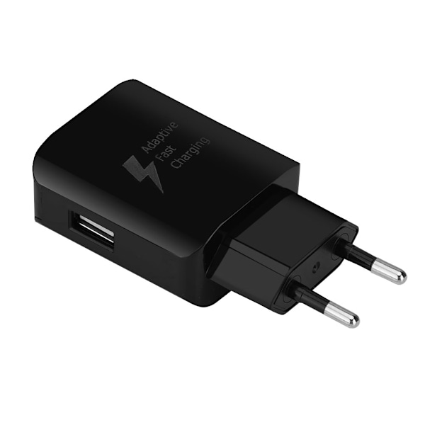 Universell QC2.0 USB-laddare EU 100-240V-kontakt 15W Snabbladdningsadapter Väggtelefonladdare (Svart)