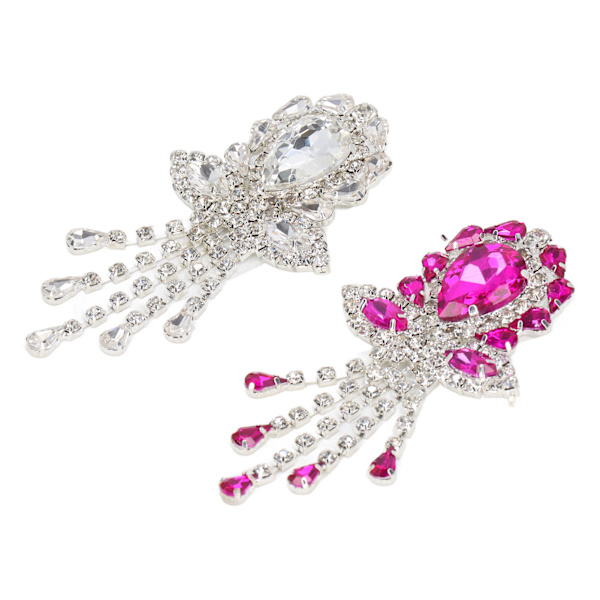 2 st Rhinestone Brosch Blanka Eleganta Vita Röda Bröllopsbroscher med Stift för DIY Hantverk Bröllop Baler Fester