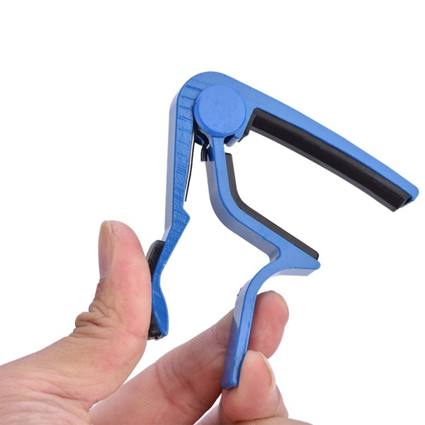 Bärbar Quick Change Tune Clamp Handhållen Tuner Capo för Folk Guitar Blue