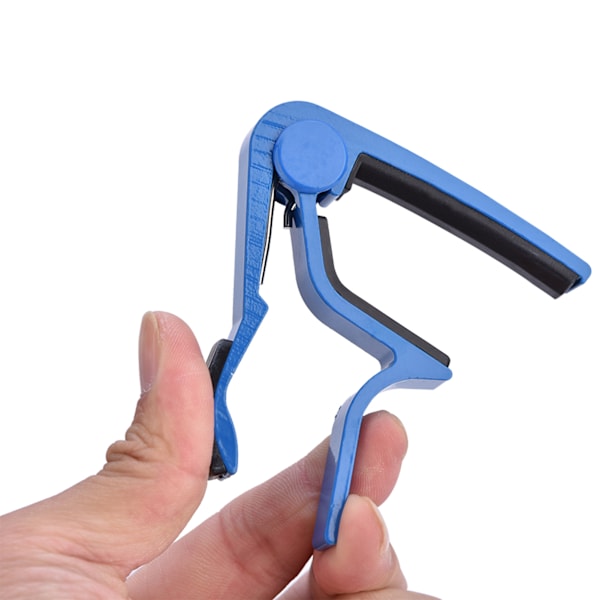 Bærbar Quick Change Tune Clamp Håndholdt Tuner Capo til Folk Guitar Blue