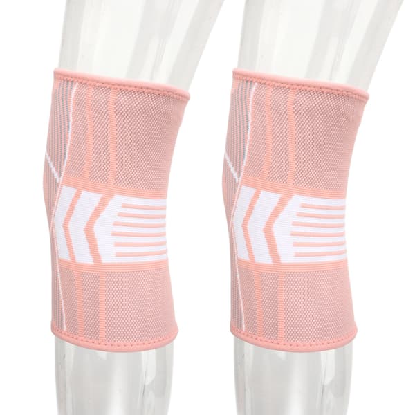 2 st sportknäskydd, andningsbara knäskydd i nylon, stickade, 4-sidig elastisk repknäskydd för löpning, klättring, rosa L