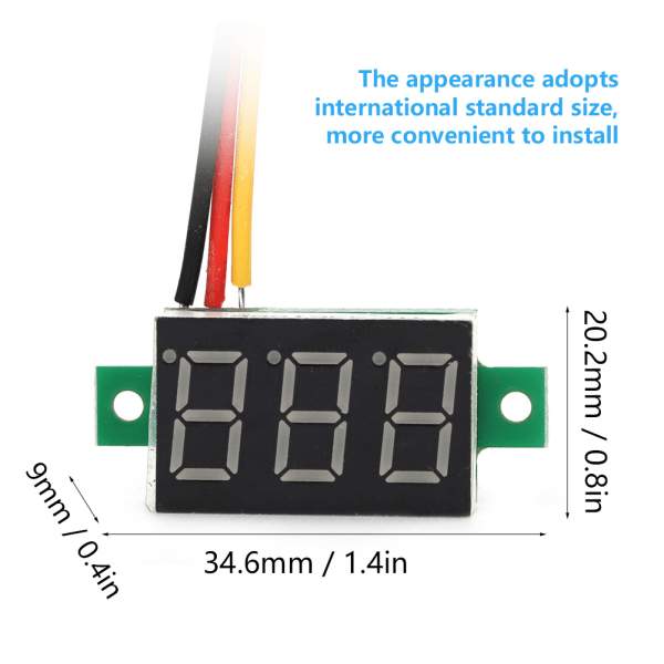 5 stk blå 0,36 tommers digital skjerm DC voltmeter Tre-leder LED volt meter spenningsmonitor