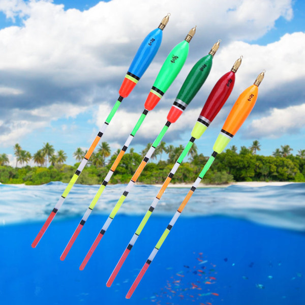 5 st Balsa Trä Fiske Flöte Bobber Bite Indikator Fiske Utrustning (6+2g )