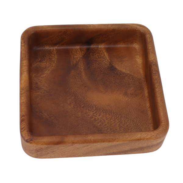 Valnøddefrugtfad Glat Tekstureret Elegant Træserveringsbakke til Snack Frugt Nød Køkkenredskaber Firkantet 15x15cm