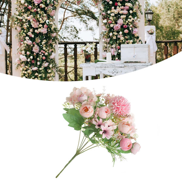 Kunstig blomst utsøkt naturtro silkeklut kunstig blomst for fotografering bryllup hjem butikkdekorasjon rosa
