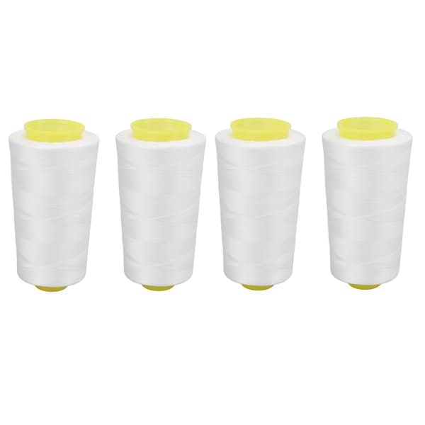 4 st Sergertråd Vit Premium Polyester Robust Slitstark Slitstark Mycket Använd Vit Tråd