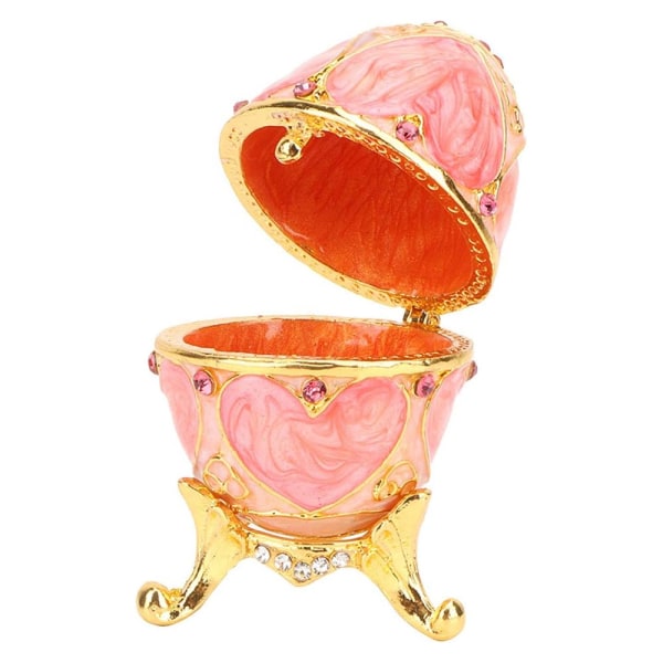 Vintage handmålad Faberge ägg-stil gångjärn smyckeskrin med emalj Faberge ägg set med gnistrande diamanter