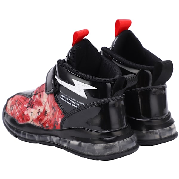 Barn Pojkar Fashionabla Sneakers Barn Andas Halkskydd Tryck Sport Löparskor Svart+Röd 27