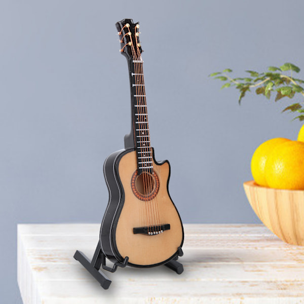 Miniatyr akustisk klassisk gitarmodell Mini tre gitar skrivebordsdekorasjon gaver 16cm