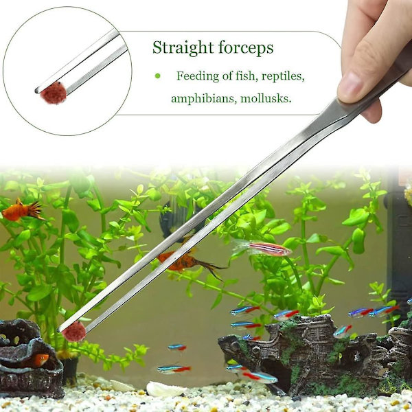 Sæt med pincetter i rustfrit stål - lige og buet, ideel til vandplanter, herbarier, akvarier og glas