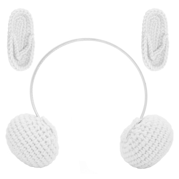 Baby Slipper Earphone Set Fotografi Props Nyfødt Strikning Uld Fotografi PropsHvid