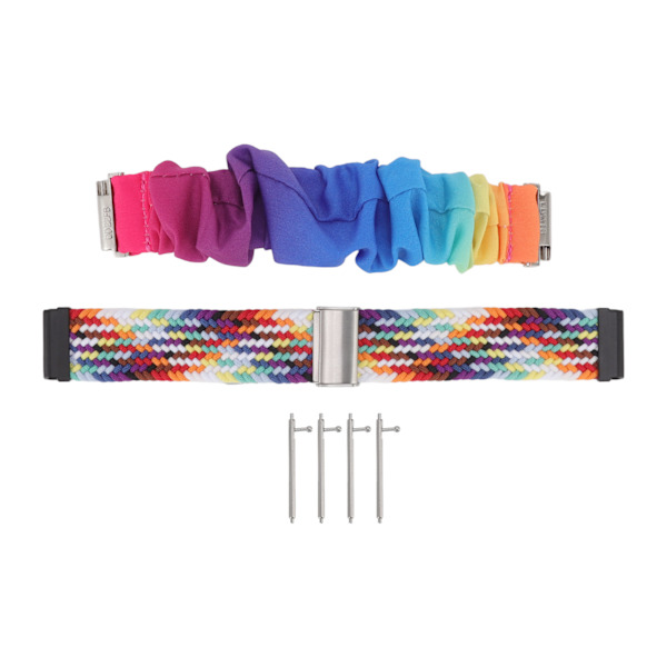 2 st ersättningsvävda klockarmband färgglada justerbar storlek elastiskt hårsnodds klockarmband för Fitbit Versa