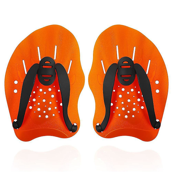 Swim Paddles with Adjustable Straps for Professional Daily Training Orange