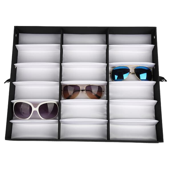 18 rum Glas Display Case Solbriller Opbevaringsboks Organizer Briller Smykker Display Box