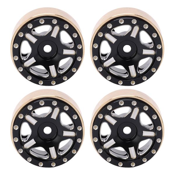 4 kpl RC Bead Lock -napoja alumiiniseoksesta messinki RC ajoneuvon renkaiden napoja Axial SCX24 1/24 musta