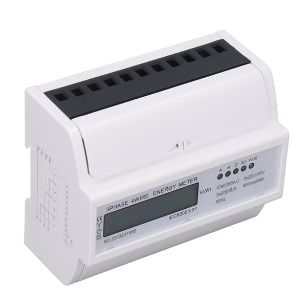 Elmåler 3-faset 4-leder 7P LCD digitalt display DIN-skinne montering Strømmonitor