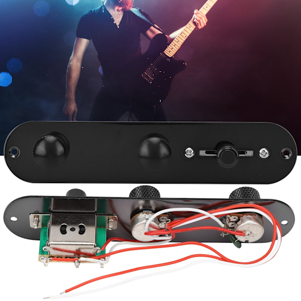 Elektrisk gitar kontrollplate bryter svart metall forhåndskablet ledningsnett sele knott kontroller
