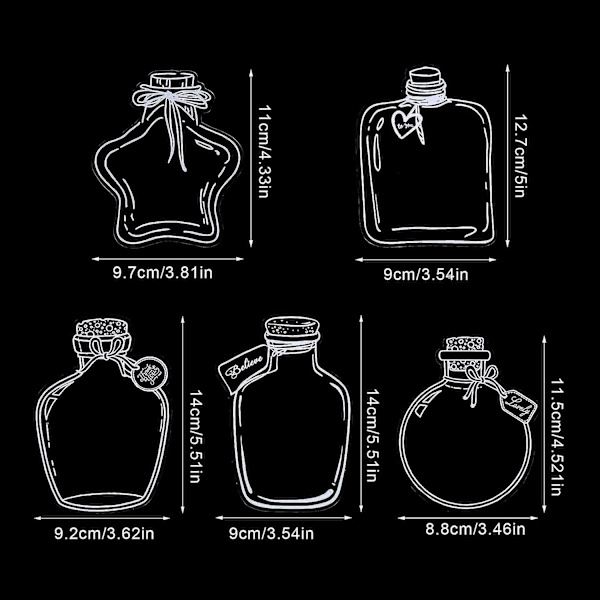 20 läpinäkyvän kuivattujen kukkakirjanmerkkien set Creative Bottle -pullossa - Ihanteellinen tee-se-itse-albumien lukemiseen