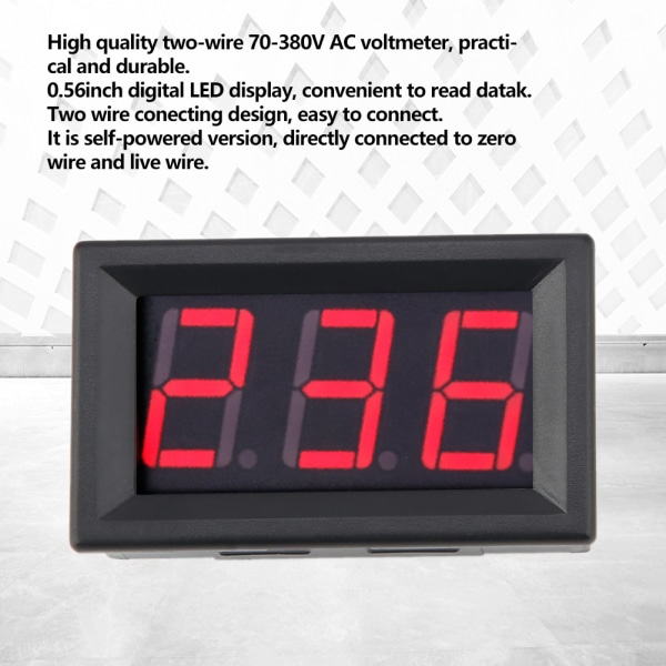 Digital voltmeter 0,56 tum tvåtråds AC 70-380V Digital LED-display spänningsmätare (röd)